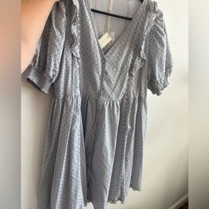 Rylee + Cru Gray Puff Sleeve Sundress